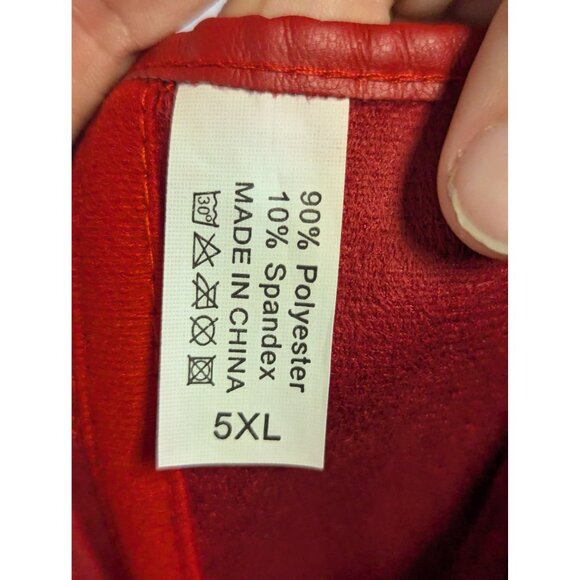 Red Vegan Leather Lace-Up Corset Top With Front Zipper Closure - Picture 4 of 5